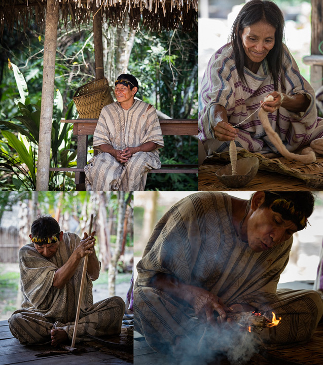 A family living along the Madres de Dios river