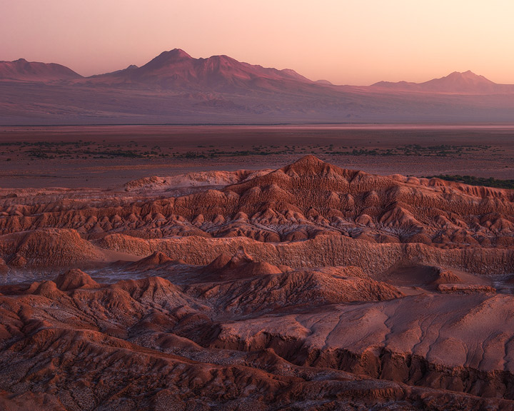 The red glowing mountains of the Atacama desert