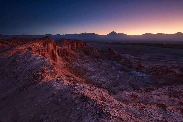 Overlooking the Atacama Desert near San Pedro during twilight