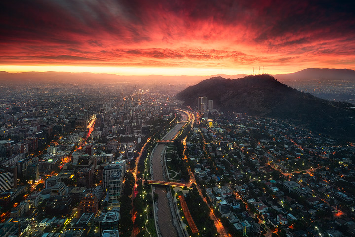 sunset view from Gran Torre observation deck