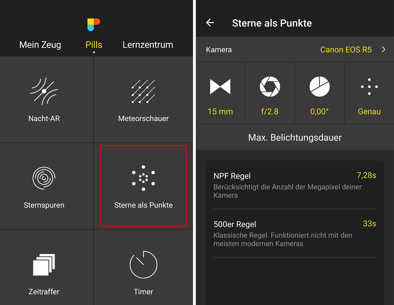 Astrophotography Settings in PhotoPills Astrophotography Settings in PhotoPills