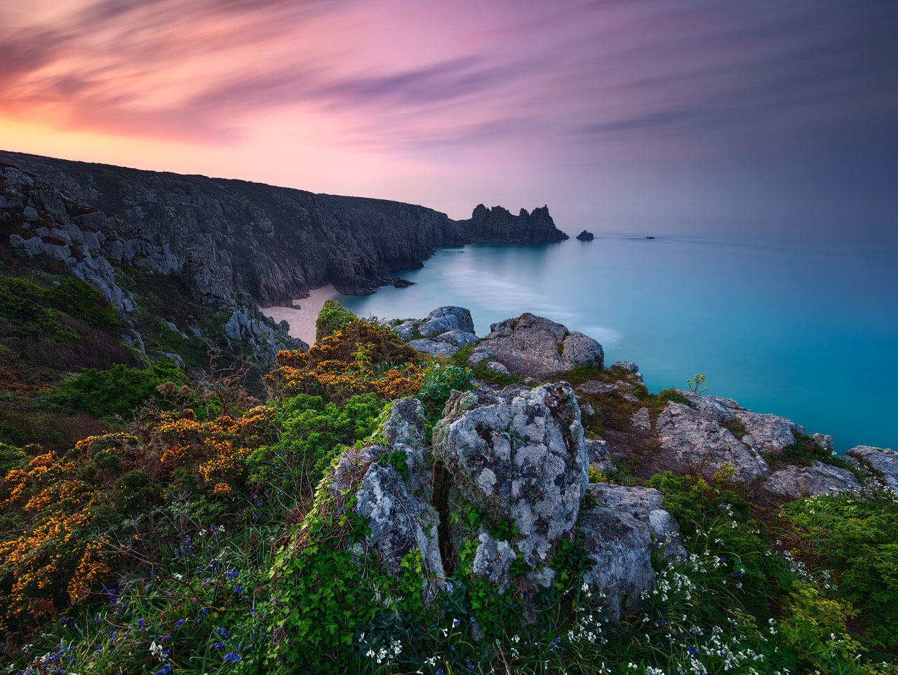 Sunrise at Pednvounder Beach in Cornwall