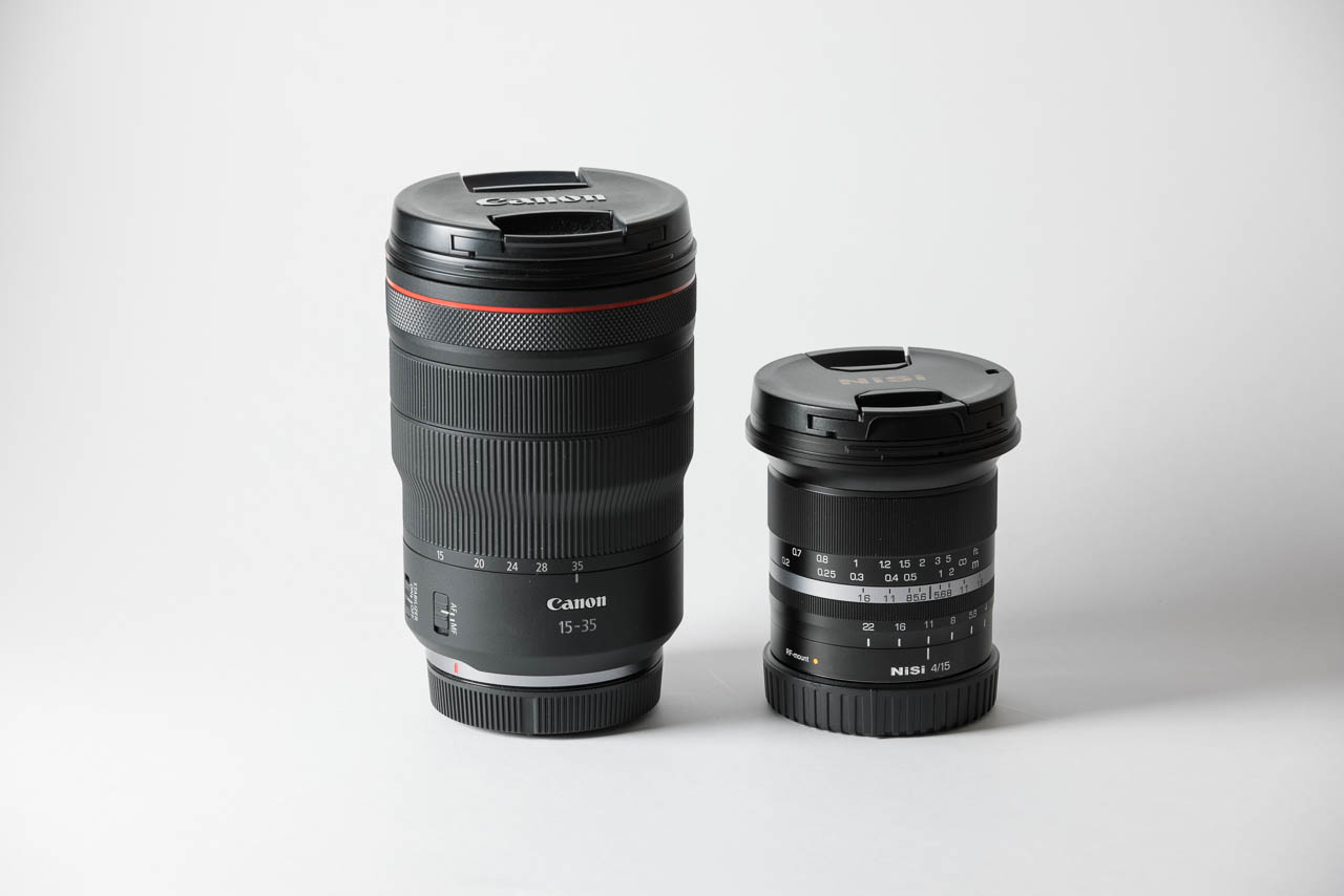 NiSi 15mm f4 Size compared against Canon 15-35