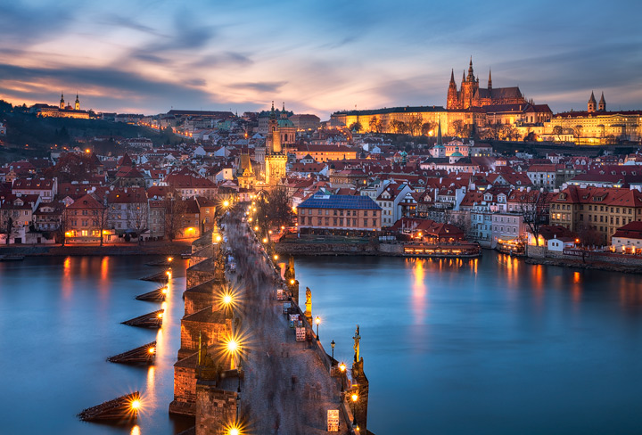 Bird View over Charles Bridge towards Mala Strana