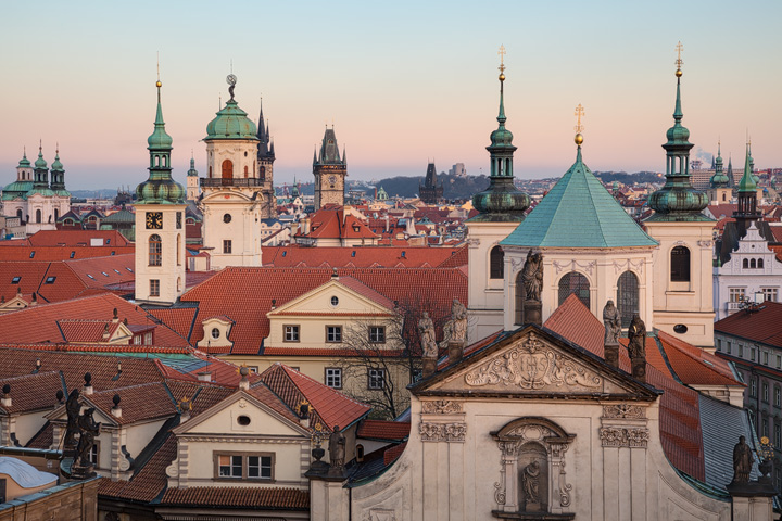 Soft evening light caresses the city of towers