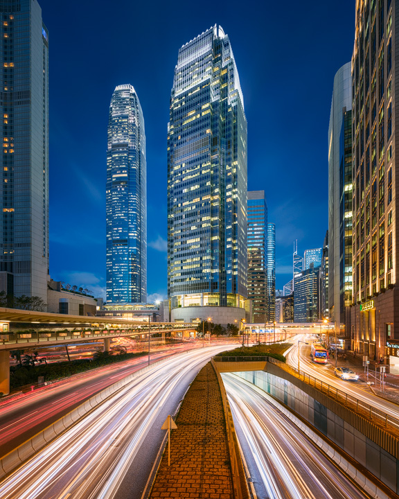 The streets of Hong Kong during Blue Hour