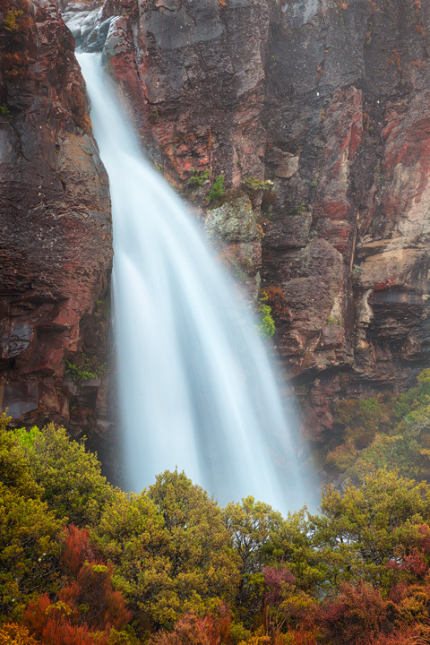 Closeup of the mighty Taranaki Waterfall in Tongariro National Park