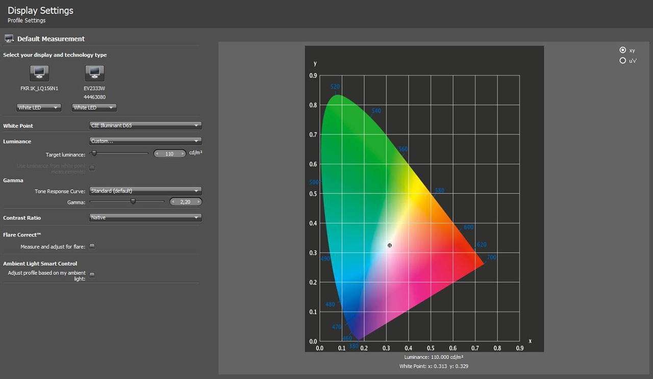 iProfiler Calibration Settings Page iProfiler Calibration Settings Page