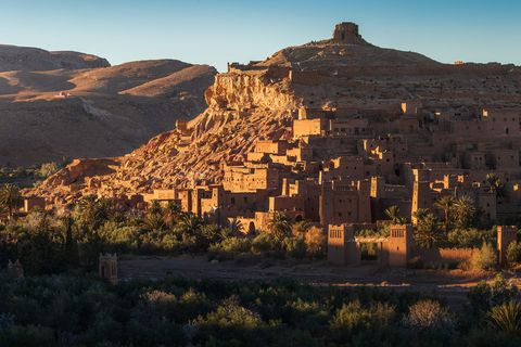 Ait Benhaddou The sun sets and bathes Ait Benhaddou in golden light
