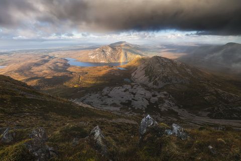 Errigal Rainbow A rainbow rises above the Donegal Mountains in front of Mount Errigal.