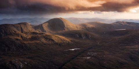 Slieve Snaght The view from Mount Errigal toward Slieve Snaght on a golden evening.