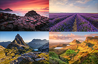 Composite of landscape photos from europe.