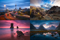 oceania Composite of landscape photos from Australia and New Zealand